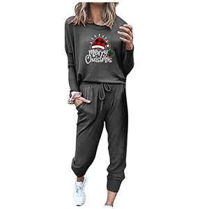 Binggong Women's Jogging Suit, Christmas Print, Long Sleeve Trouser Suit, Sports Suit, 2-Piece Crew Neck, Long Sleeves, Elasticated Waist, Trousers, Leisure Suit, Cosy with Pockets, Sportswear,