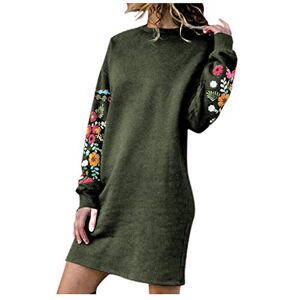 AMhomely Jumper Dress for Women Long Sleeve Dress Ladies Button Tunic Dress Green, XL