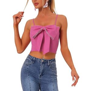 Allegra K Crop Top for Women Cami Bow Knot Front Club Party Sleeveless Tank Top Fuchsia L