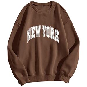 Asija Sale Clearance Asija Pullover Sweatshirt Women,Womens Sweatshirts Long Sleeve New York Letter Print Sweatshirt Crew Neck Comfort Fashion Solid Jumpers Loose Casual Oversized Tops Vintage Graphic Shirts