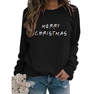 Achinel Ladies Christmas Sweatshirts Crew Neck Xmas Top Women Long Sleeve T Shirts Casual Pullover Blouse L Black Letters
