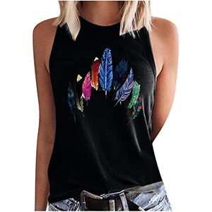 Women Shirts Summer AMhomely Plus Size Summer Tops for Women,Ladies's Sleeveless Summer Casual Tops O-Neck Printing Sleeveless Vest Tops UK Sale