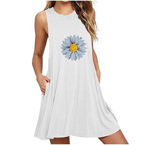 Janly Clearance Sale Dress for Women, Fashion Womens Pocket Daisy Printing Sleeveless A-Line Casual Nightdress Dresses for Holiday