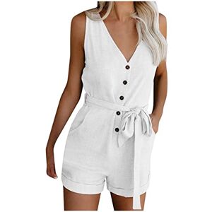 Dungarees For Women Uk 0420a1472 Women'S Jumpsuits & Playsuits Rompers For Women Shorts White Jumpsuit Wide Leg Women Dungarees Casual V Neck Bowknot With Pockets Wide-Leg Bow Sleeveless Wide Playsuits Overalls Clearance Size 6-18