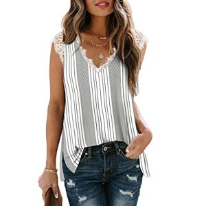 Aokosor Vests for Women V Neck Lace Summer Tops Sleeveless Casual Tank Striped Size 22-24