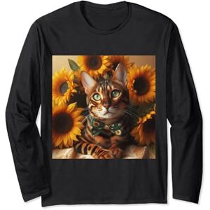 Bengal Cat Sunflowers Gifts Bengal Cat Sunflowers Long Sleeve T-Shirt