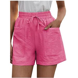 Womens Shorts 0315a12316 FunAloe Linen Shorts for Women UK Pink Party Ladies Shorts Women Loose Wide Leg Pants High Waist Straight Pants Casual Cotton Down Wide-Leg Pants High Waist Pants Down and Athletic Hot UK Shorts Sale