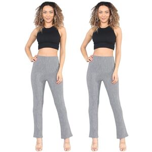 Pack of 2 Womens Bootleg Trousers Ladies Stretch Ribbed Bootcut Elasticated Waist Pants Work Wear Pull On Bottoms Colour Balck, Grey, Navy Blue Plus Big Sizes 8-26 (Grey, 20/29)