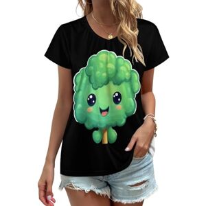 Songting Broccoli Womens V Neck T Shirts Cute Graphic Short Sleeve Casual Tee Tops S