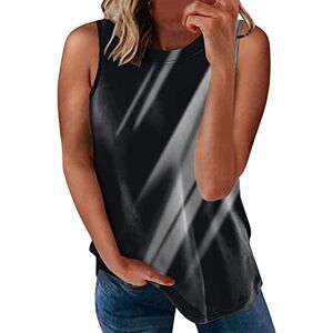 Generic Womens Summer Casual Crewneck Sleeveless Tie Dye Printed Vest Top T Shirt Tube Top with Straps Dark Gray