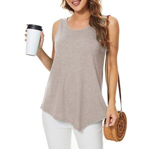 Xpenyo Ladies Tank Tops UK Casual Boat Neck Plain Vest Sleeveless Blouses Loose Fit Beach Vest Tunic Grey 10-12