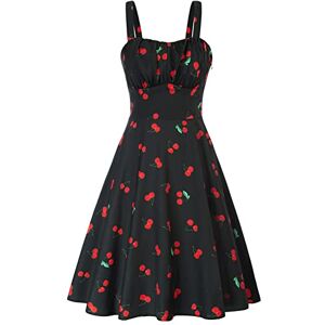 Belle Poque 50s A-Line Swing Elegant Dress Slim Fit Vintage Dresses for Women Cherries 380-04 XL