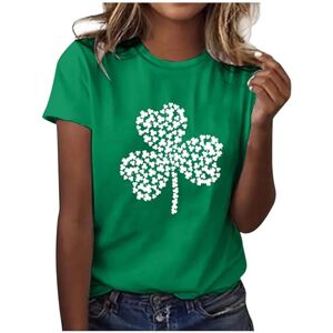 Yellsong 2024 St Patricks Day T Shirt for Women, Ladies Casual Round Neck St. Patrick's Day Printed T-Shirt Casual Loose Short Sleeve Tops Blouse Ireland Irish Graphic Printed Tops T-Shirts (Green-C, L)