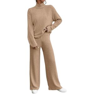 Lounge Wear Women Lounge Wear Sets for Women Uk Knitted Loungewear Sets Ribbed Co Ord Sets Two Piece Outfit Wide Leg Lounge Suits Comfy Leisure Wear Tracksuit Womens Full Set Casual Track Suits Ladies Pyjamas