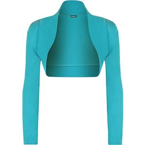 WearAll Womens Plus Size Plain Long Sleeve Cropped Ladies Shrug Bolero Cardigan Top Turquoise 8-10