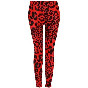 Pretty Attitude New Women's Ladies Plus Size Full Length Stretch Plain Leggings Sizes (8-26) (Red Leopard, 26)