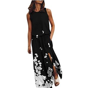 Kuih Summer Dresses for Women UK Elegant Dresses Printed Casual Dresses Comfy Beach Dresses Soft Party Dresses Long Dress Crewneck Comfy Loose Elastic Sleeveless Tank Dress Cocktail Dresses UK Size