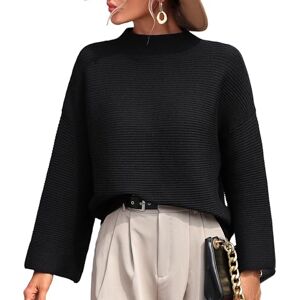 Panegy Ladies Women’s Oversized Knitted Jumper Baggy Chunky Pullover Loose Sweater Thick Tops Casual Elegant Batwing Tunic Knitwear Black