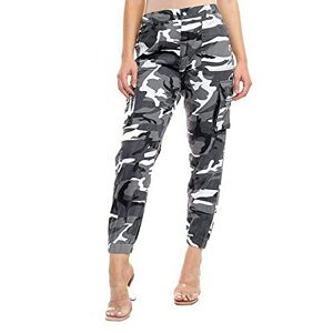 Vestir's Womens Ex High Street Brand Cargo Utility Camo Tapered Mid Rise Trousers Pockets