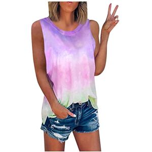 Haolei Tie Dye Summer Tops for Women UK Sale Summer Sleeveless Vest Tops Loose Fit Round Neck Tank Top Elegant Cami Shirts Gradient T Shirt Casual Tee Blouses Tunics Camisoles Tank Tops Plus Size 8-22