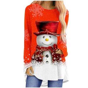 Christmas Blouses For Women Sale Mrat Christmas Jumpers for Women Novelty Snowman Sweatshirt Loose Long Sleeve Blouses Festival Oversized Pullover Xmas Graphic Print Jumper Casual Crew Neck Shirts Ladies Trendy Sweatshirts Red L
