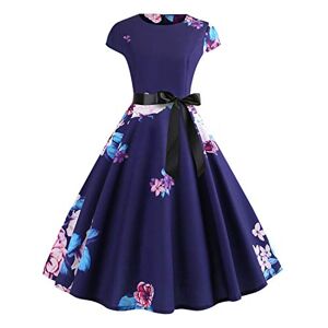 StarTreene 50s Rockabilly Swing Dress Women's Pleated Short Sleeve Vintage Printed Dresses Partywear (Style #6, UK 14-16)