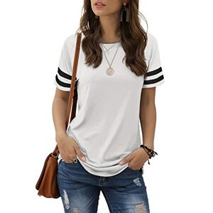 Aokosor Ladies Shirts Striped Sleeve Womens Summer Tops Side Split Casual Tee White Size 22-24