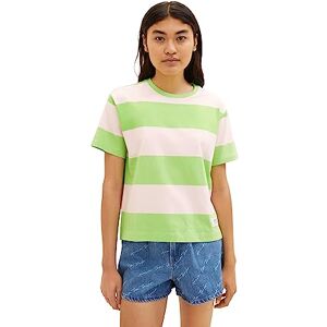 Tom Tailor Gmbh TOM TAILOR Denim Women's Boxy T-Shirt, 32457-green Rose Colour Block Stripe, XS