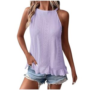 Meine Bestellungen Anzeigen Tshirt Damen Dyhxuan Tops Women's Sleeveless Crew Neck Tops Summer Tunic Casual Plain Top Ruffle Hem T-Shirt Blouse Loose Pullover Streetwear Tunic Blouse Tops Beach Tunic Summer Blouse S-2XL