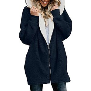 RLEHJN Hoodies for Women UK Sale Clearance Autumn/Winter Casual Loose Fit Top Long Sleeve Hooded Tops Ladies Comfy Hoodies Plain Sweatshirt Outwear Casual Wear Longline Zip Tops Warm Coat Navy