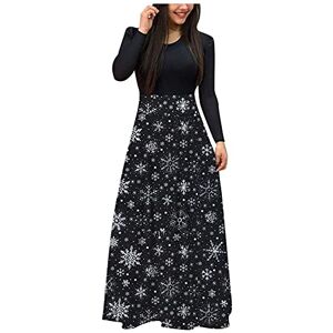 Women's Christmas Dresses Reindeer Elf Print Round Neck Long Party Dresses Long Sleeve High Waist Floor Length Tunic Dresses Maxi Dresses Casual Comfortable Casual Dresses Rockabilly Dresses Party