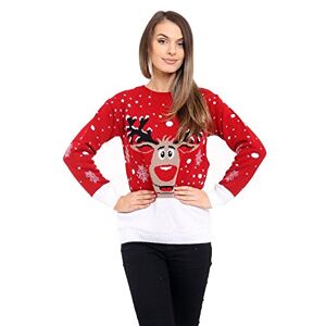 Generation Fashion New Knitted Crew Neck Bad Santa Christmas Xmas Jumper Top Women Novelty Sweater[Red,S]