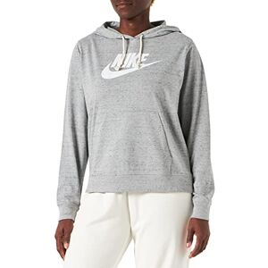 Nike DM6388-063 W NSW GYM VNTG GFX EASY PO HD Sweatshirt Women's Dk Gray Heather/White Size M