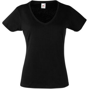 Fruit of the Loom Women's V-Neck Valueweight T-Shirt, Black, 14 (Manufacturer Size:Large) - B