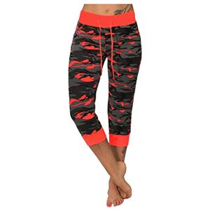 Generic Casual Leg Yoga Cropped Pants Women's Print Camouflage Pants Ladies Tops Short Sleeve Womens Tees (Red, S)