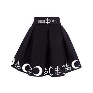 Generic Women Gothic Punk Witchcraft Moon Spell Symbols Pleated Mini Skirt Skirts Teenagers (Black, XXL)