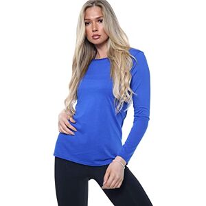 Unique AA ESSENTAILS Women Ladies Long Sleeve Round Neck Plain Top Stretchy Casual Summer T-Shirts Basic Slim fit Tee Tops (Royal Blue, 20-22) (ZJ-88487)