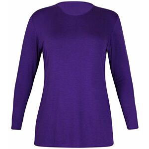 Purple Hanger Womens New Plain Long Sleeve Casual Top Ladies Basic Stretch Fit Crew Neck Everyday T-Shirt Tops Plus Size Purple Size 16