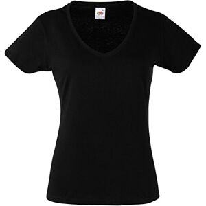 Fruit of the Loom Women's Valueweight V-Neck T Lady-fit T-Shirt, Black (Black 101), XXL