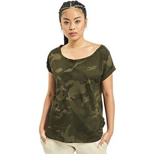 Urban Classics Women's Ladies Back Shaped Tee T-Shirt, Olive (Olive camo), S