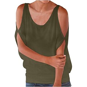 Women Shirt Long Summer Tops for Women Sale Ladies Casual Solid Short Sleeve O-Neck T-Shirt Cold Shoulder Loose Tops Blouse UK Size Plus Size Elgant Office Clearance Army Green