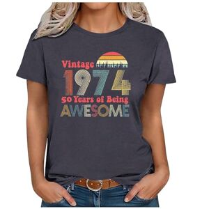 Summer Shirt For Women Uk Lbw0108 T199 Women's 1974 Birthday Tee Shirt Tops Round Neck Ladies Tops Size Comfy Women Tees Blouse Tops Casual Crew Neck T-Shirt Cotton Size 12