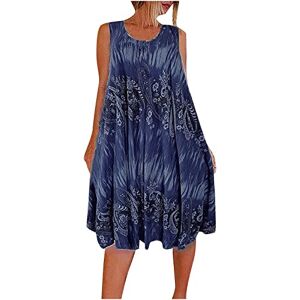 Generic Q-181 Navy Women Sleeveless Dresses Gradient Paisley Graphic Loose Fit Dresses for Women Crewneck Beach Brunch Hawaiian Tropical Midi Knee High Summer Fall Dresses 2024 84 3XL