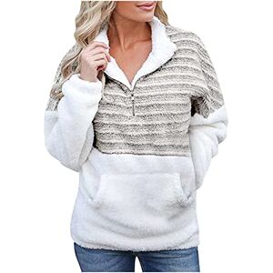 Trench Coats For Women Zeiayuas Women's Half Zip Sweatshirt Sherpa Fleece Hoodie Winter Warm Coat Fluffy Fuzzy Pullover Oversized Loose Jumper with Pocket Ladies Teddy Bear Coat Soft Plush Outwear UK Plus Size 8-20