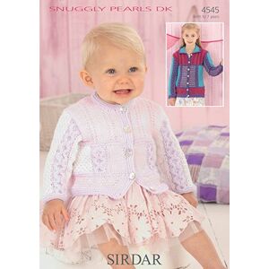 Sirdar Snuggly Pearls DK Knitting Pattern - 4545 Flat Collar & Round Neck Jackets
