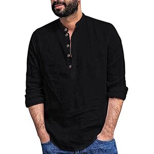 Lomhmn Men's Casual T Shirt 2024 Fahsion Tops Shirt Tee Mens Loose Fitting Shirt Stand Collar Long Sleeve Shirt Short Sleeve Blouses Women (Black, XXXL)