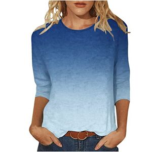 Summer Tops For Women Uk 0407c230 Long Sleeve Tops For Women Night Out Summer Shirts Uk Ladies Going Out Tops Size 12 Tops Tees Blouses Elegant Print Loose T-Shirt 3/4 Sleeve Crewneck Casual Tops Gradient Top Shirts Light Blue Sales