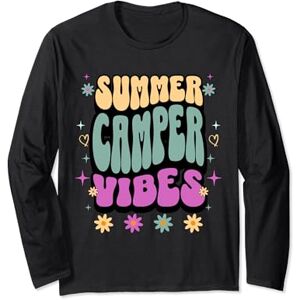 Summer Camper Van Camping Caravan Rv 60s 70s Retro Summer Camper Van Camping Caravan RV 60s 70s Groovy Retro Long Sleeve T-Shirt