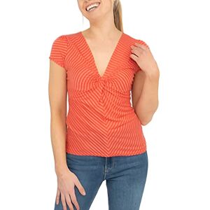 Phase Eight Womens Orange Stripe Twist Front Short Sleeve Tops