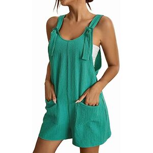 Generic Women's Jumpsuit and Playsuits with Straps and Pockets – Pure Colours – Jumpsuit Casual Fashion Sleeveless Overalls Short Leg Wide Summer Backless Playsuit Casual Overalls